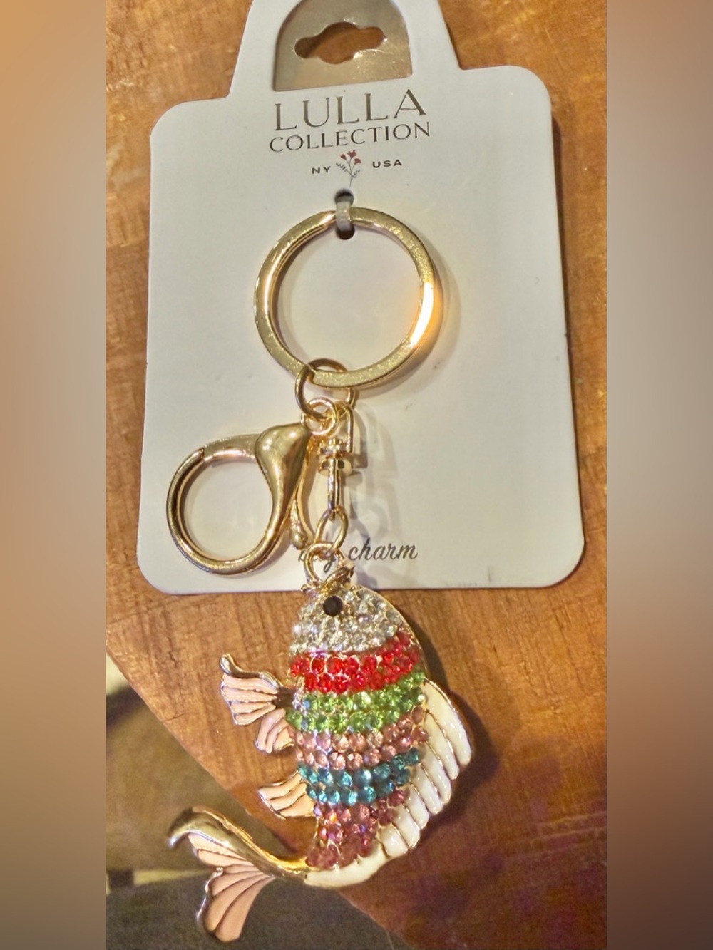 Lulla Collection Gold Multi-Color Fish Keychain Charm